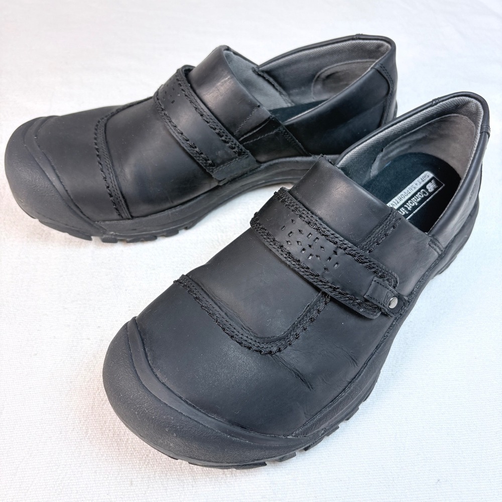 Keen Kaci Black Leather Clogs Walking Hiking Shoes Womens 11 Slip On 1011409